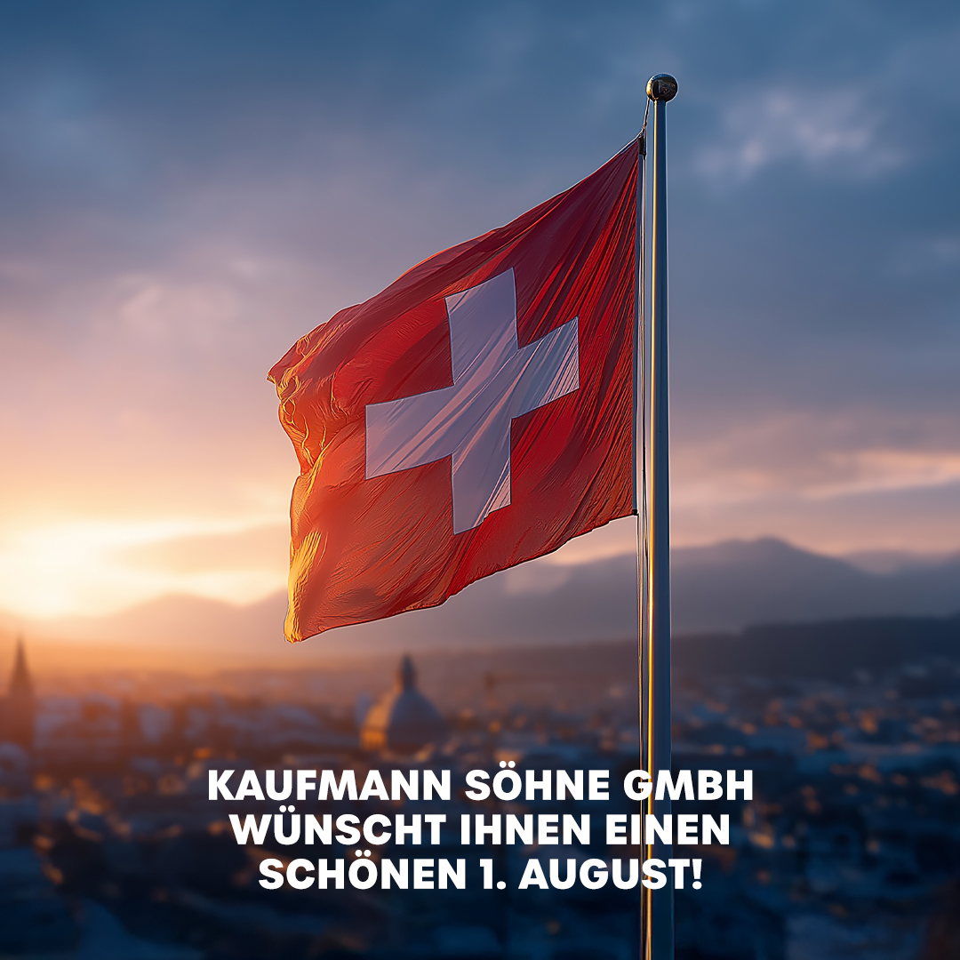 Happy 1. August! - Die Kaufmann Söhne GmbH wünscht Ihnen und Ihren Liebsten einen wunderschönen Schweizer Nationalfeiertag! Geniessen Sie die festliche Zeit mit Familie und Freunden.
Wir sind stolz, Teil dieser lebendigen Schweizer Tradition zu sein und bedanken uns für Ihr Vertrauen in unsere Handwerkskunst.